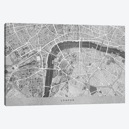 Gray Vintage Map London Downtown Canvas Print #RLZ270} by blursbyai Canvas Artwork