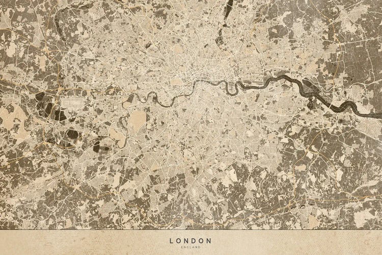 Sepia Vintage Map Of London by blursbyai wall art