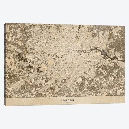 Sepia Vintage Map Of London Canvas Print #RLZ272} by blursbyai Canvas Art