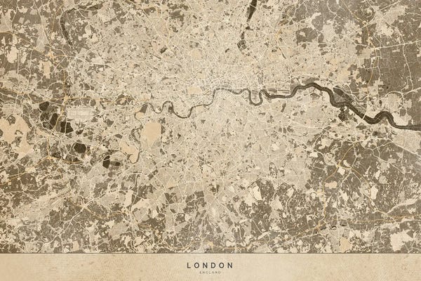 London Maps: Sepia Vintage Map Of London by blursbyai