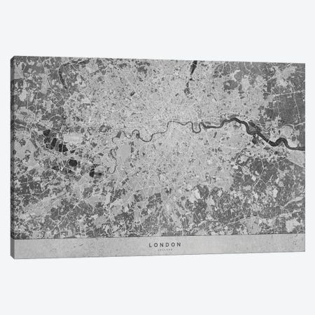 Gray Vintage Map Of London Canvas Print #RLZ273} by blursbyai Canvas Art