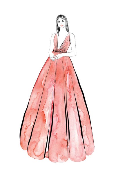 blursbyai: Kaede Fashion Illustration In Coral by blursbyai