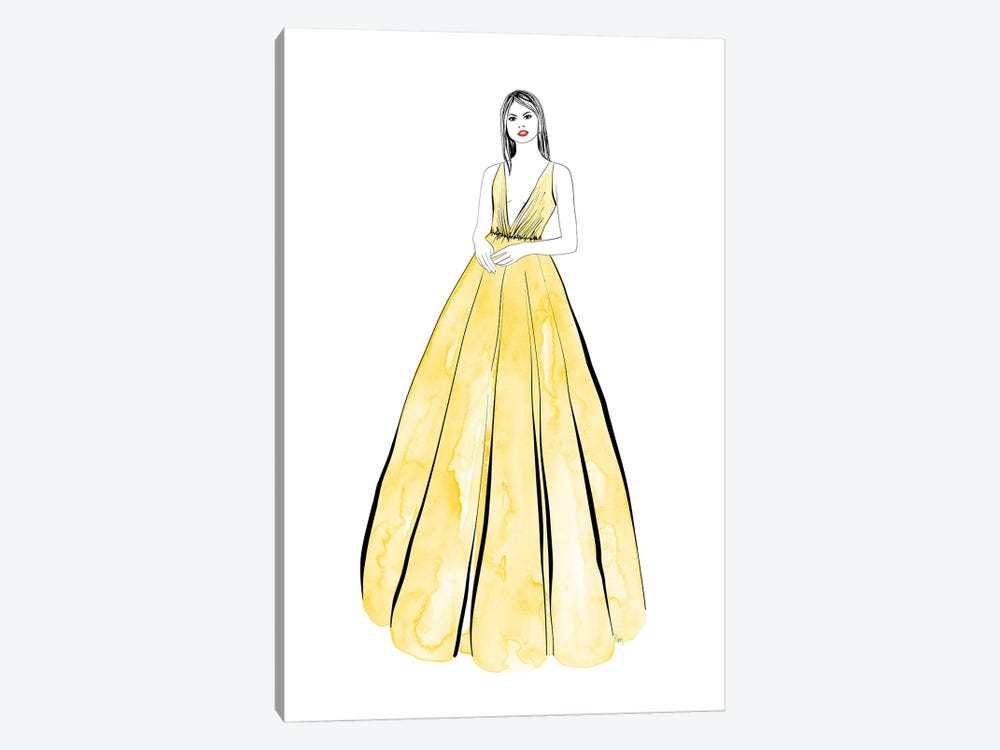 Kaede Fashion Illustration In Yellow 1-piece Canvas Artwork