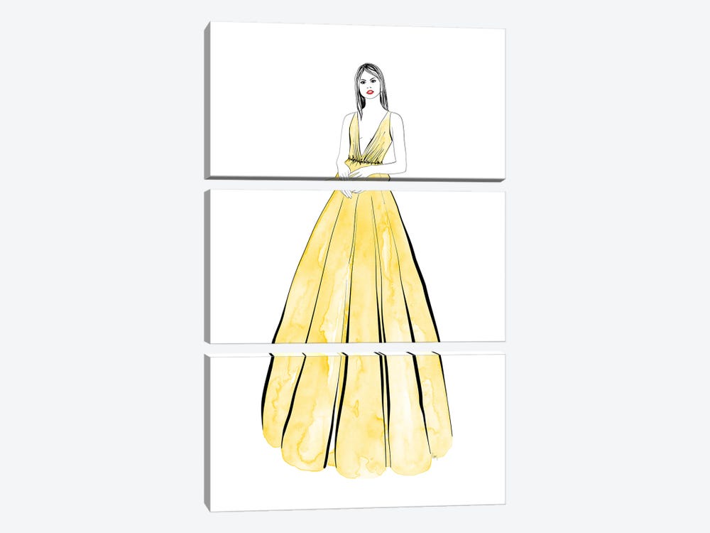 Kaede Fashion Illustration In Yellow 3-piece Canvas Art