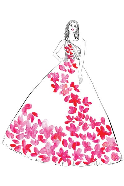 Oletta Fashion Illustration In Hot Pink by blursbyai art print