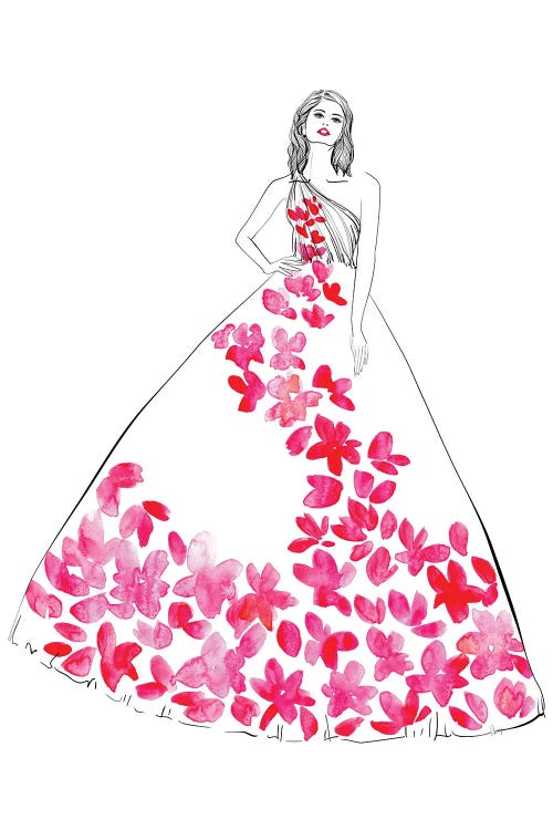 Oletta Fashion Illustration In Hot Pink