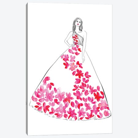 Oletta Fashion Illustration In Hot Pink Canvas Print #RLZ292} by blursbyai Canvas Artwork