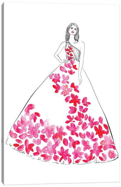 Oletta Fashion Illustration In Hot Pink Canvas Art Print - blursbyai