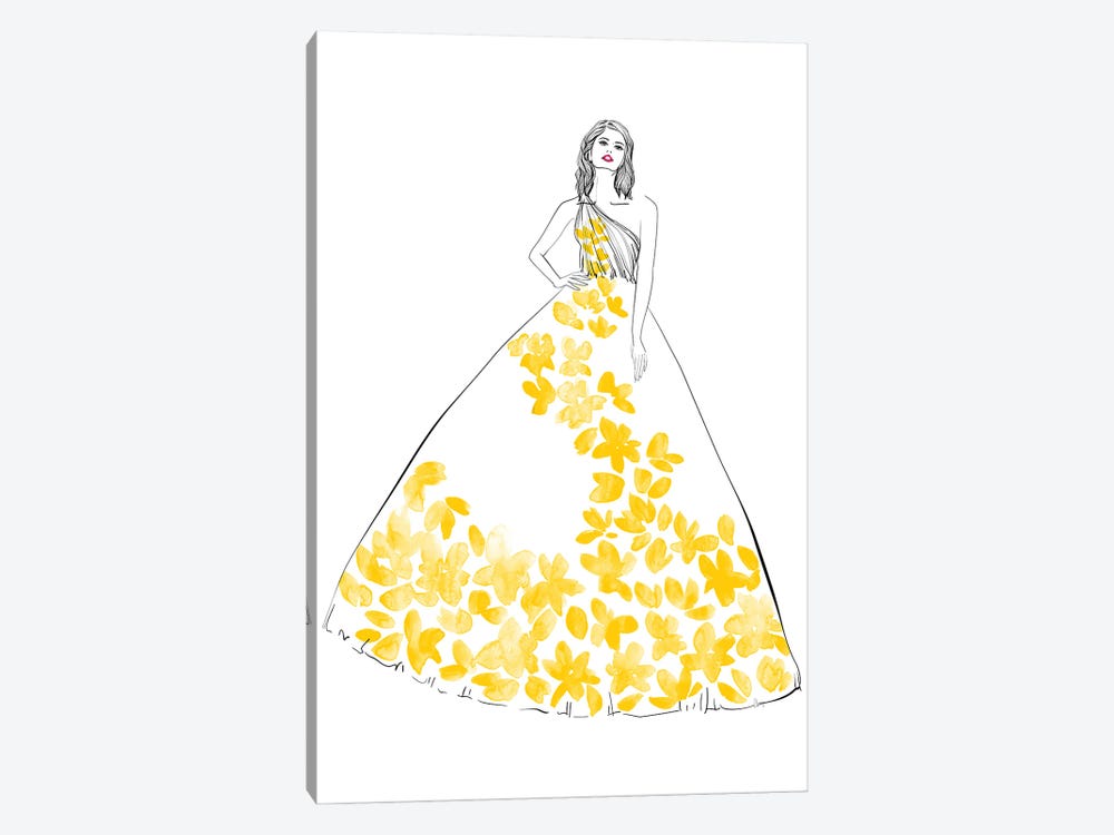 Oletta Fashion Illustration In Yellow by blursbyai 1-piece Canvas Print