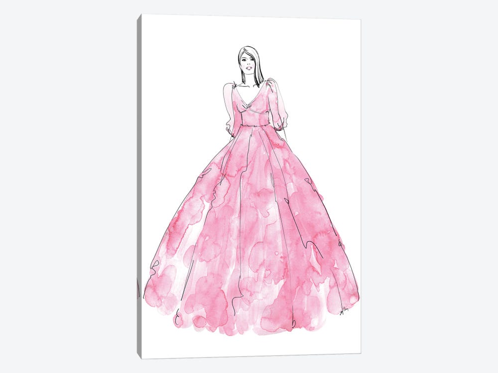Fini Fashion Illustration In Pink 1-piece Canvas Artwork