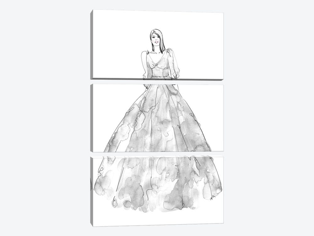 Fini Fashion Illustration In Grey by blursbyai 3-piece Canvas Wall Art