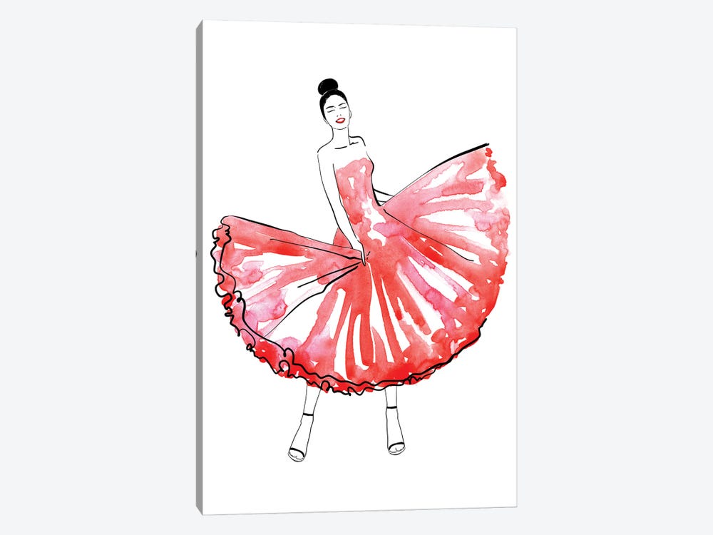 Maija Fashion Illustration In Red by blursbyai 1-piece Art Print