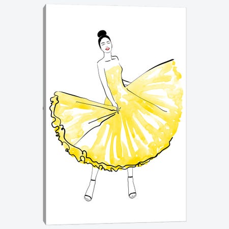Maija Fashion Illustration In Yellow Canvas Print #RLZ299} by blursbyai Canvas Art