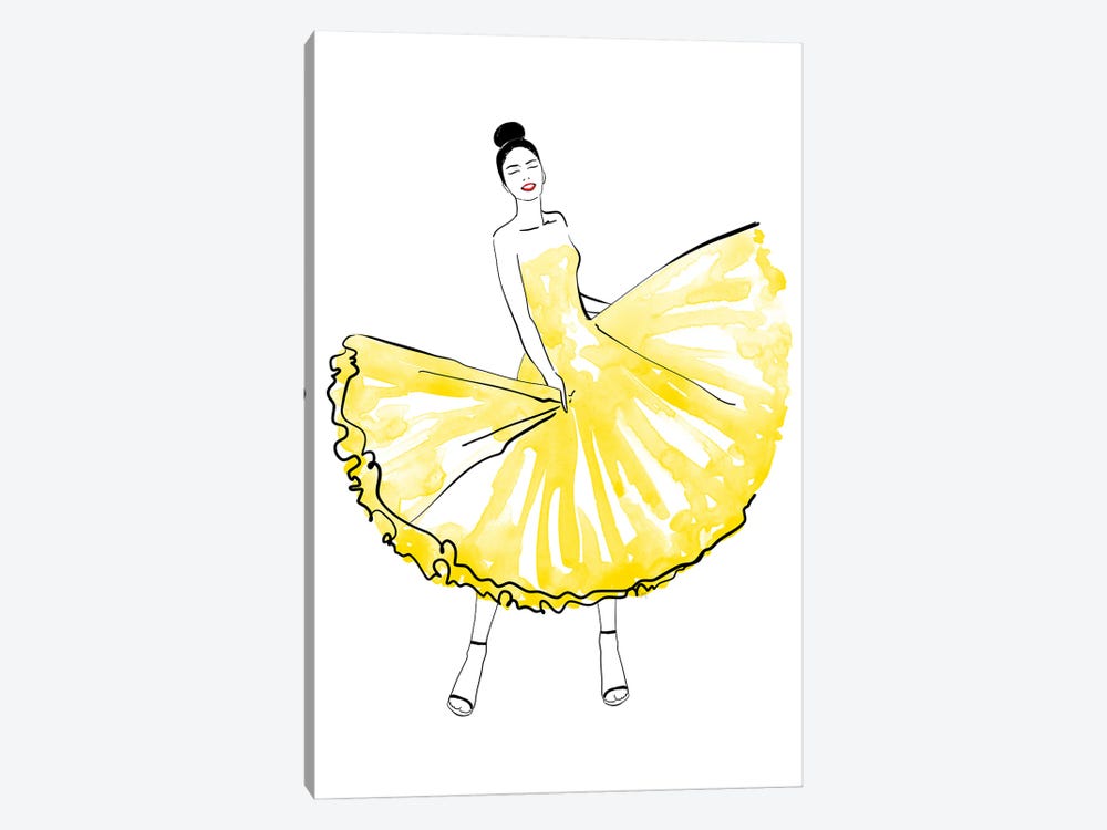 Maija Fashion Illustration In Yellow by blursbyai 1-piece Canvas Print