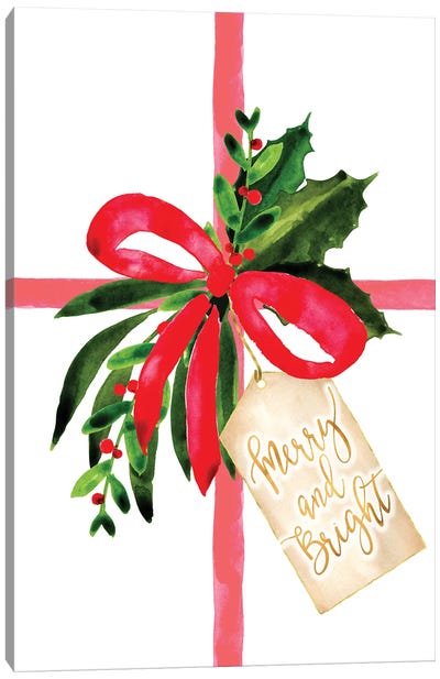 Merry And Bright Gift Canvas Art Print - blursbyai
