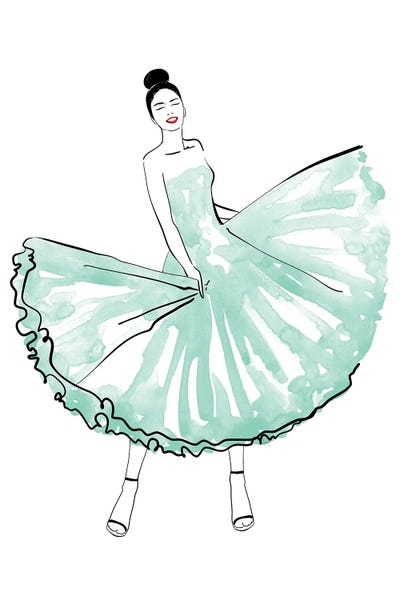 blursbyai: Maija Fashion Illustration In Mint by blursbyai