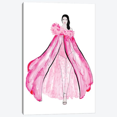 Velma Fashion Illustration In Pink Canvas Print #RLZ302} by blursbyai Canvas Artwork