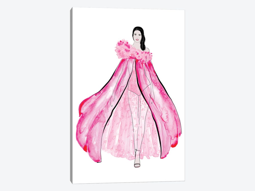 Velma Fashion Illustration In Pink by blursbyai 1-piece Canvas Art