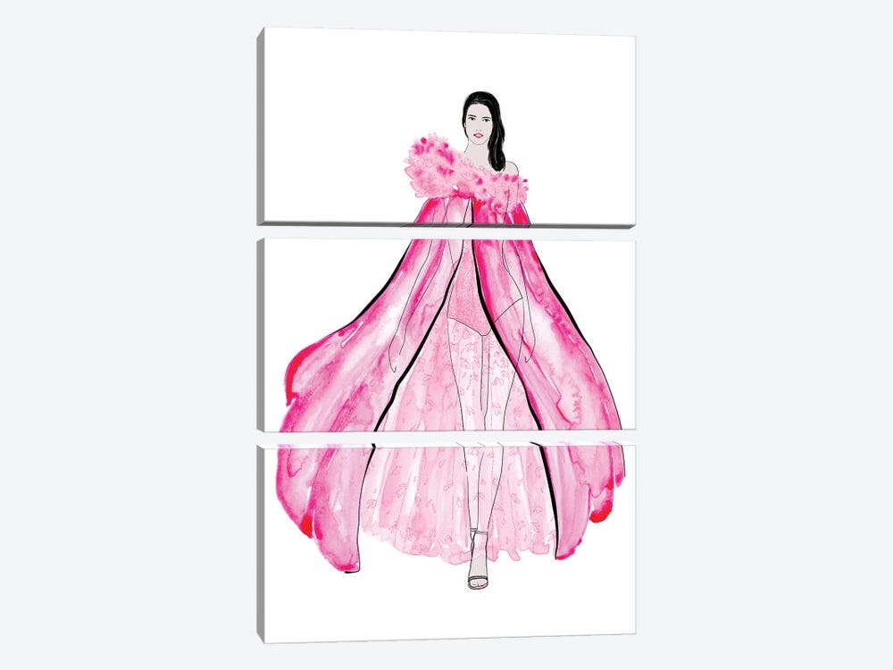 Velma Fashion Illustration In Pink by blursbyai 3-piece Canvas Wall Art