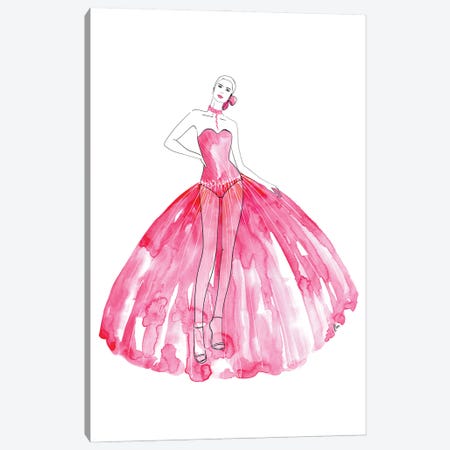 Beren Fashion Illustration In Hot Pink Canvas Print #RLZ304} by blursbyai Canvas Print