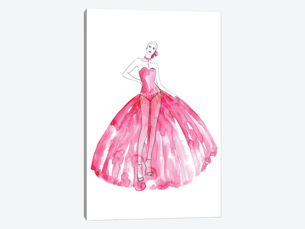 Beren Fashion Illustration In Hot Pink by blursbyai 1-piece Canvas Art