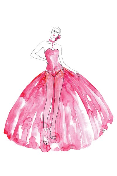 Barbiecore: Beren Fashion Illustration In Hot Pink by blursbyai