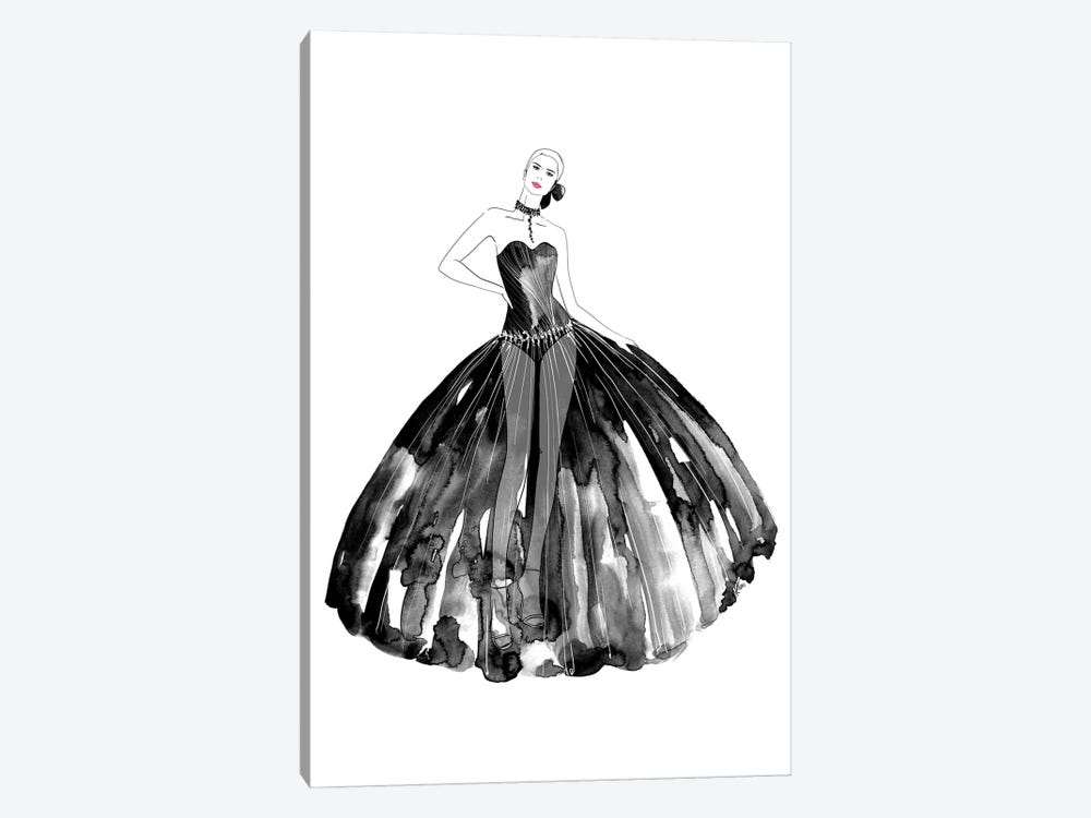 Beren Fashion Illustration In Black by blursbyai 1-piece Canvas Artwork