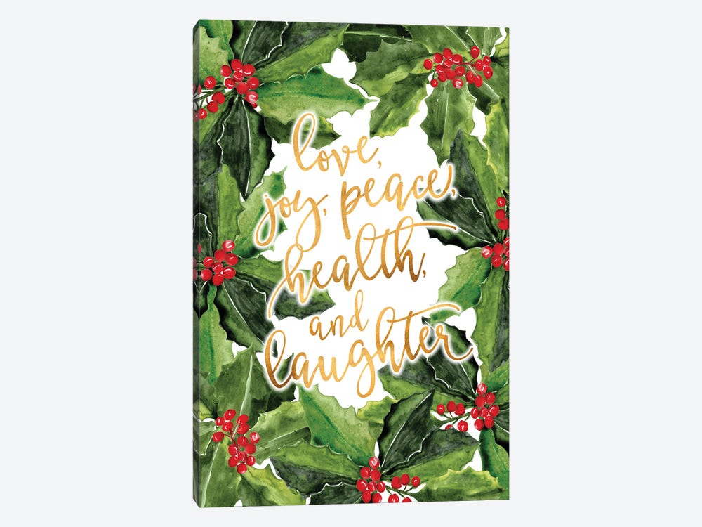Best Wishes With Holly Boughs by blursbyai 1-piece Canvas Artwork