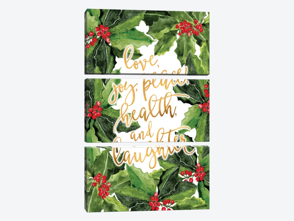 Best Wishes With Holly Boughs by blursbyai 3-piece Canvas Wall Art
