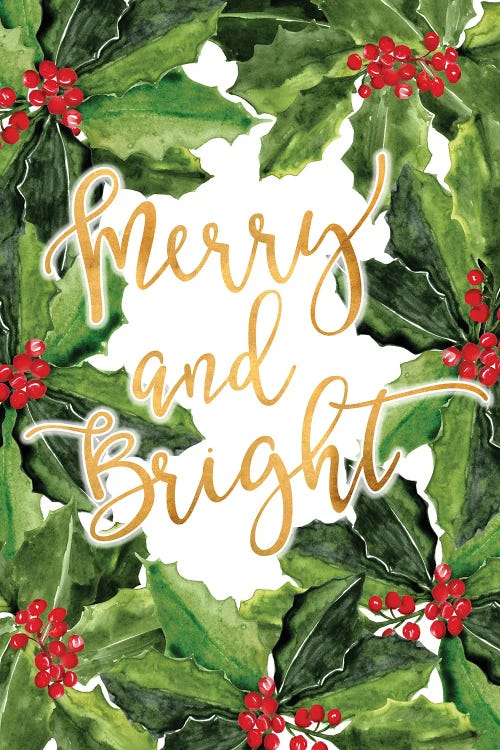 Merry And Bright With Boughs Of Holly by blursbyai wall art