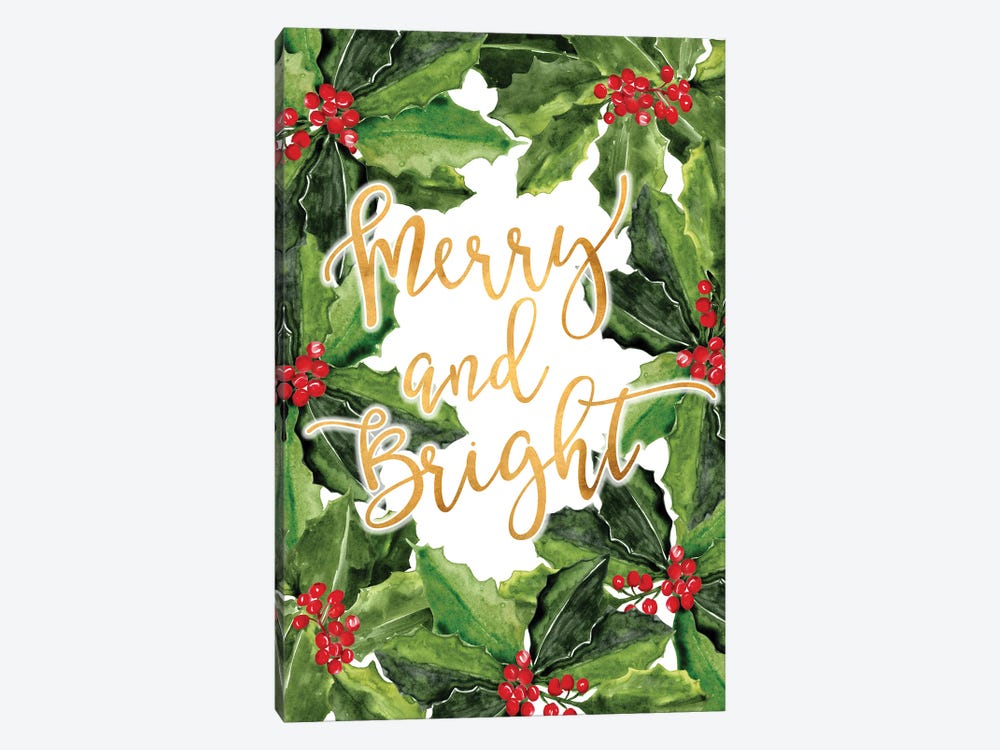 Merry And Bright With Boughs Of Holly by blursbyai 1-piece Canvas Art Print