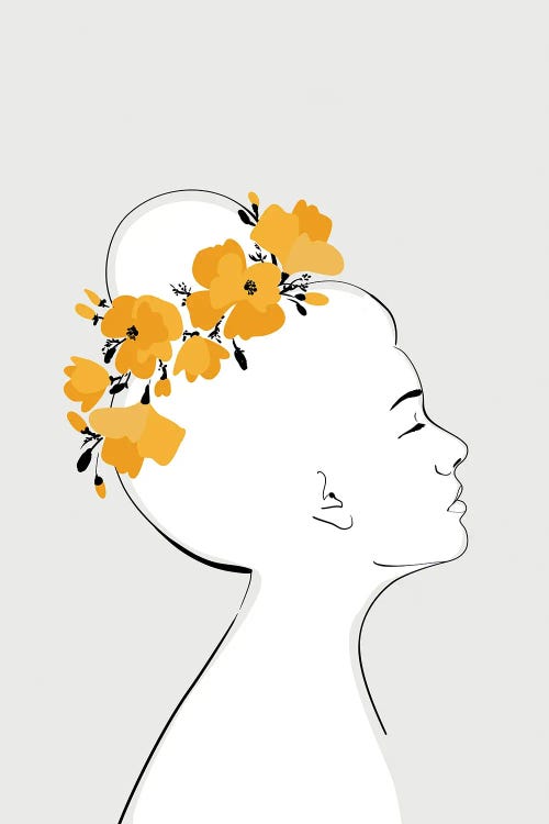 Sanyu Portrait With California Poppies by blursbyai wall art