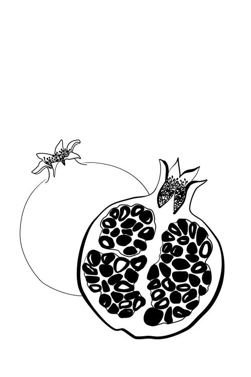 Two Pomegranates Line Art