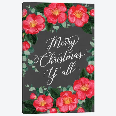 Camellias Merry Christmas Y'all Canvas Print #RLZ35} by blursbyai Canvas Print