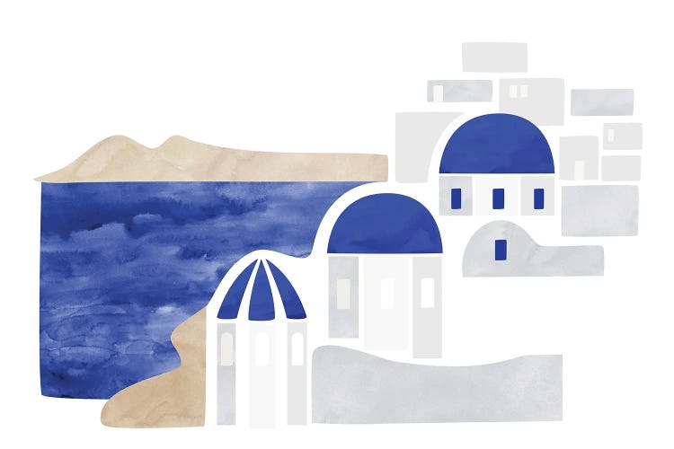 Santorini Shapes by blursbyai wall art