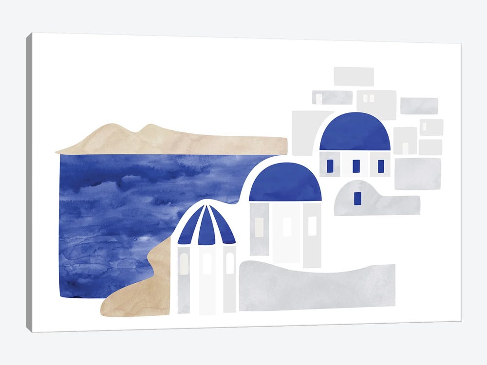 Santorini Shapes by blursbyai 1-piece Art Print