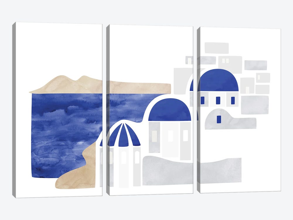 Santorini Shapes by blursbyai 3-piece Art Print