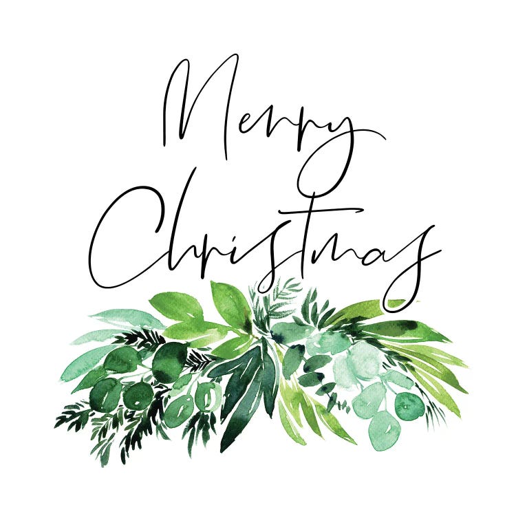 Greenery Merry Christmas by blursbyai wall art