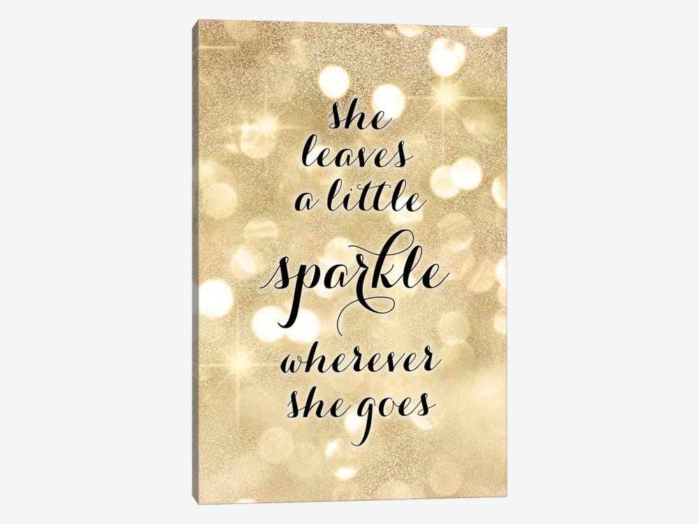 She Leaves A Little Sparkle Wherever She Goes In Gold Glitter Bokeh by blursbyai 1-piece Canvas Wall Art