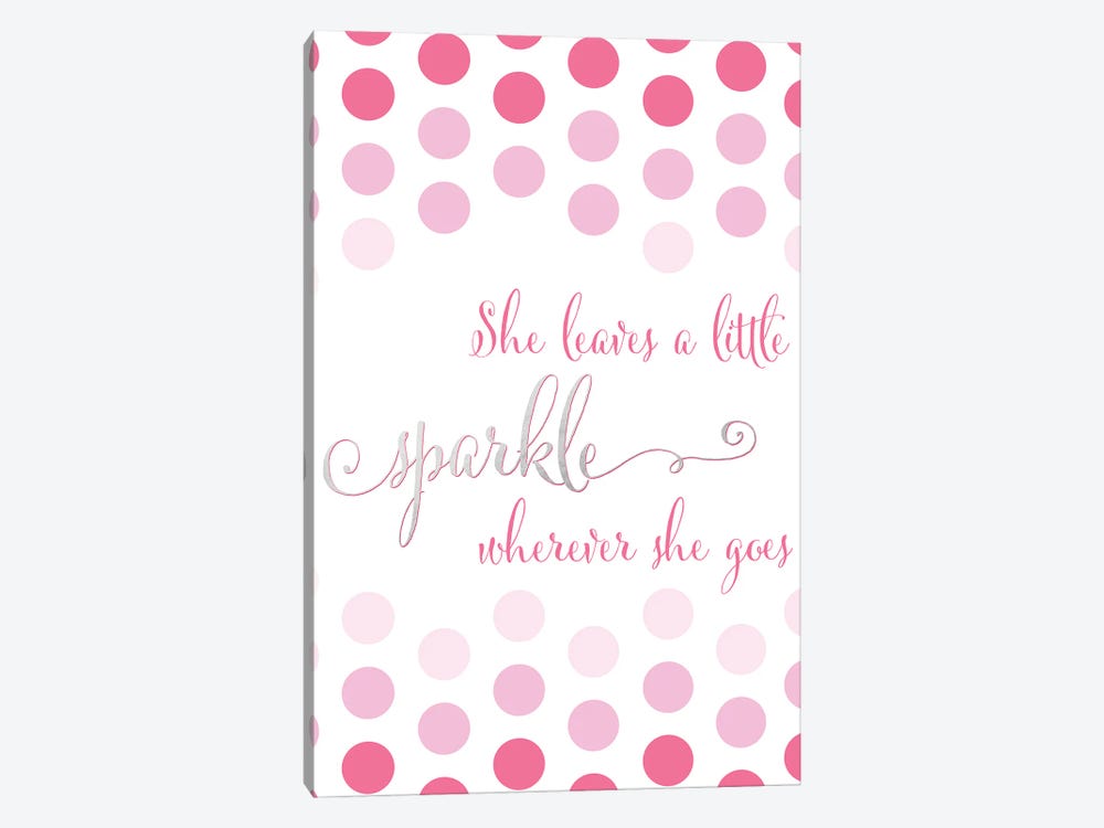 She Leaves A Little Sparkle Wherever She Goes In Pink Polka Dots by blursbyai 1-piece Canvas Artwork