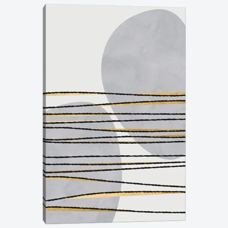 Gilded Lines And Shapes In Gray Canvas Print #RLZ396} by blursbyai Canvas Art
