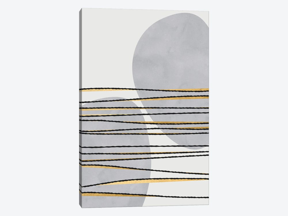 Gilded Lines And Shapes In Gray by blursbyai 1-piece Art Print