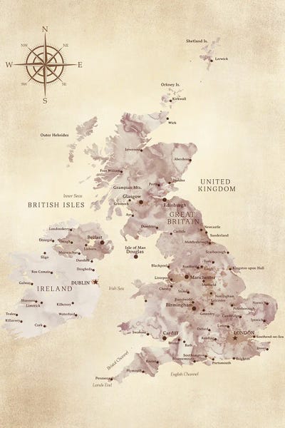 blursbyai: Map Of The United Kingdom In Vintage Style by blursbyai
