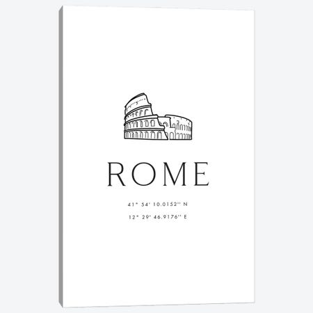 Rome Coordinates With Colosseum Sketch Canvas Print #RLZ415} by blursbyai Art Print