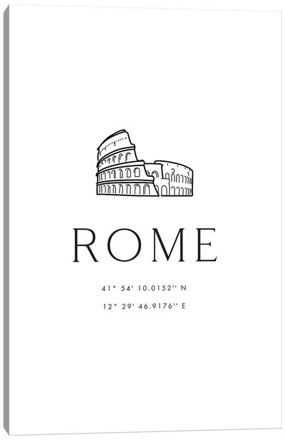 Rome Coordinates With Colosseum Sketch Canvas Art Print - Ancient Ruins Art