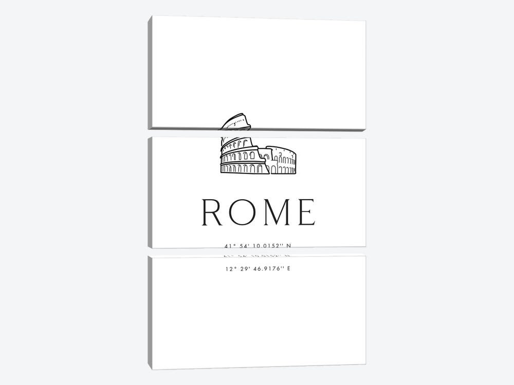 Rome Coordinates With Colosseum Sketch by blursbyai 3-piece Canvas Art Print