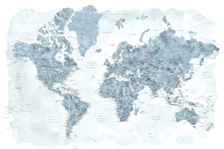 Watercolor Detailed World Map Jacq