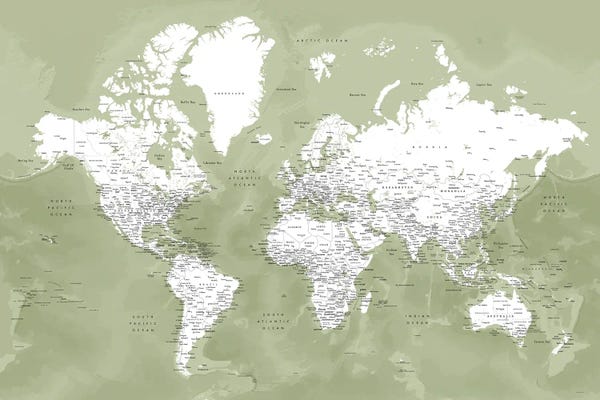 blursbyai: Detailed World Map In Moss Green, Pacheco by blursbyai