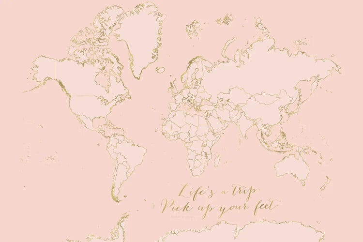 Life'S A Trip Blush World Map