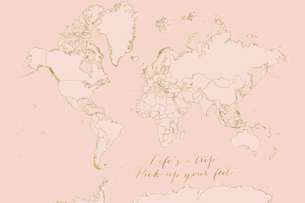 Globes: Life'S A Trip Blush World Map by blursbyai